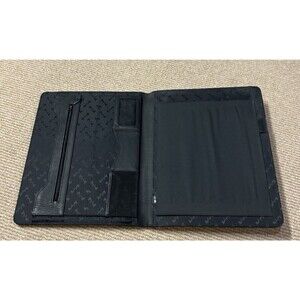 SAMSILL Organizer Binder Faux Leather vinyl Black 13"x 10.5" Portfolio #70120
